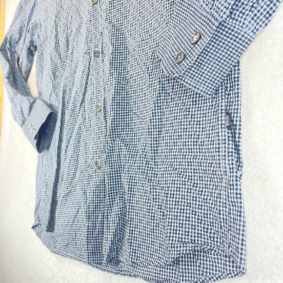 BOSS HUGO BOSS Mens L Blue Patterned Long Sleeve Button Down Shirt - Picture 4 of 14